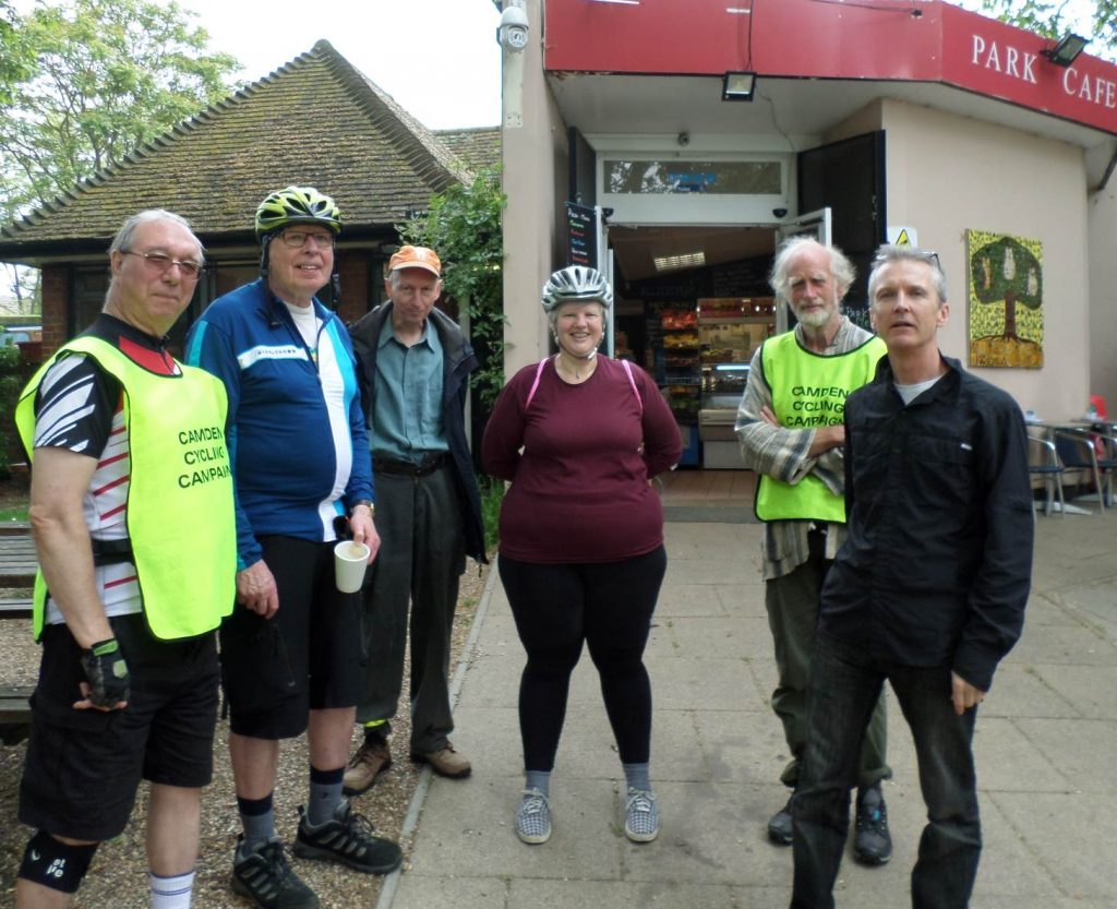 Group at the café in Southwark Park