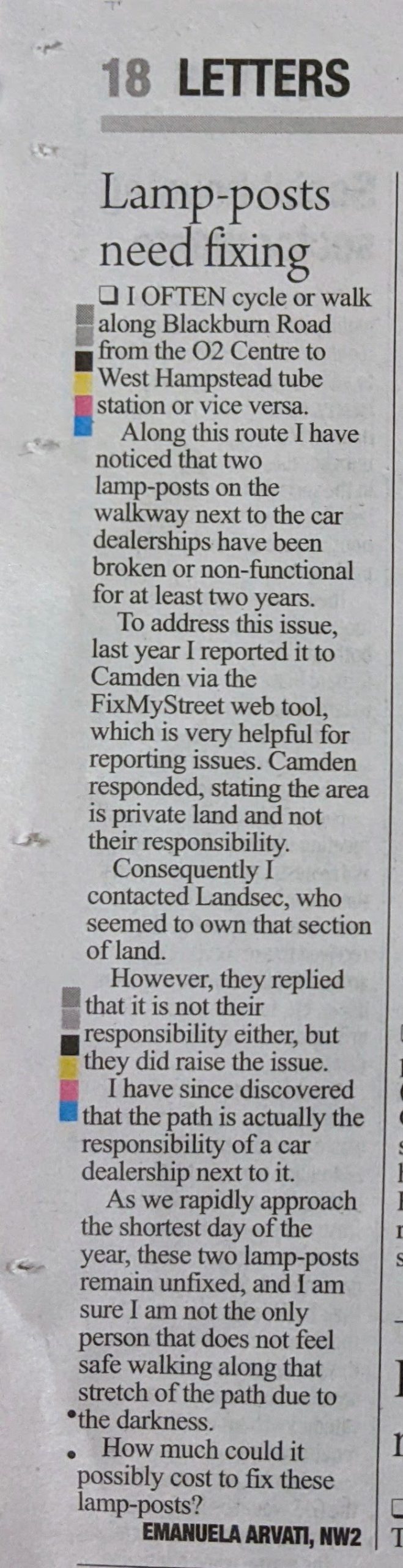 Lamp-posts need fixing